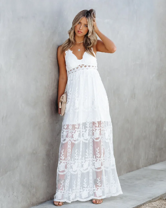 Fresh And Elegant Invite Tranquility Lace Maxi Dress - Ivory - FINAL SALE