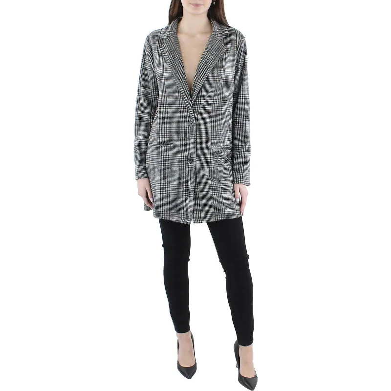 Flexible Styles City Studios Womens Juniors Woven Plaid Two-Button Blazer