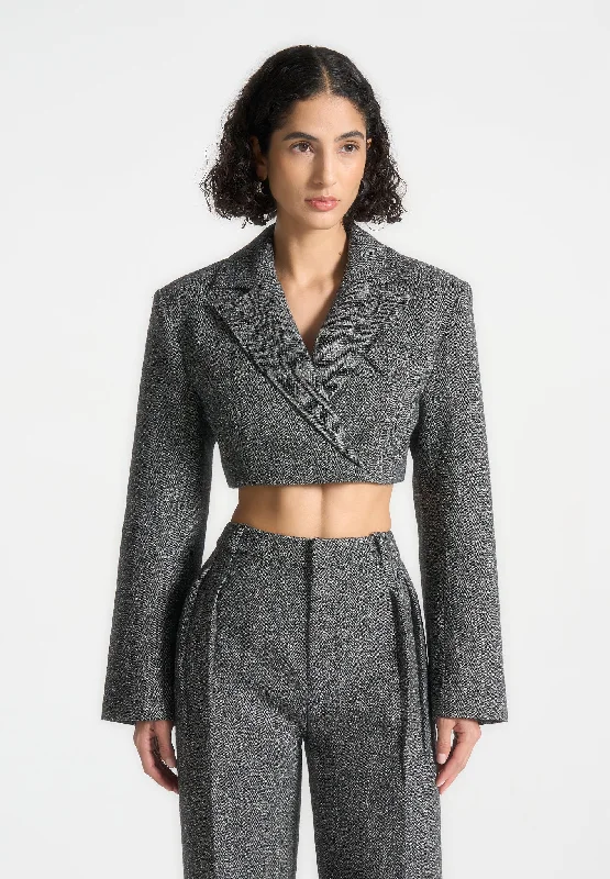 Design Must-have Tailored Wool Wide Shoulder Blazer - Grey