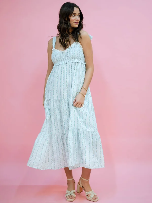 Premium Fit Meadow Floral Maxi Sundress - Blue