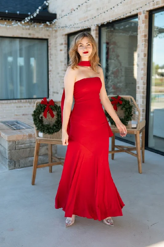 Soft Sweaters Marley Tube Maxi Dress - Red