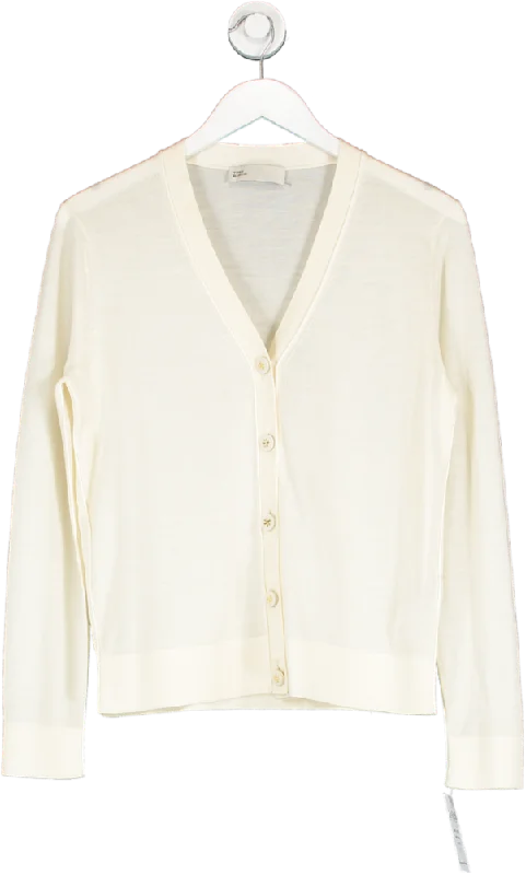 Street-Friendly Wear Tory Burch Cream 'simone' Wool And Silk Cardigan Neutral UK M