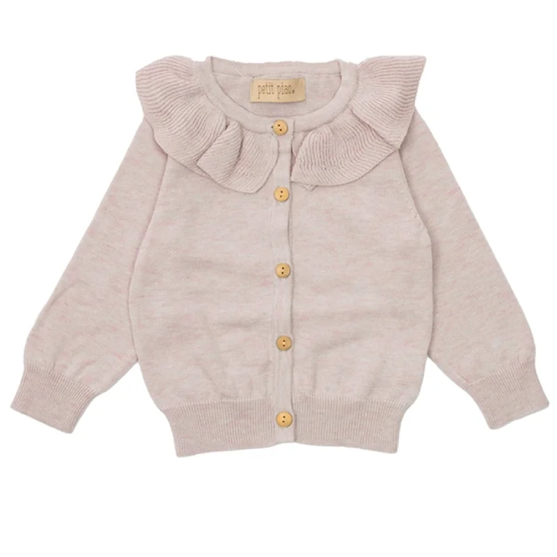 Energy Plan Petit Piao Light Rose Melange Collar Knit Cardigan