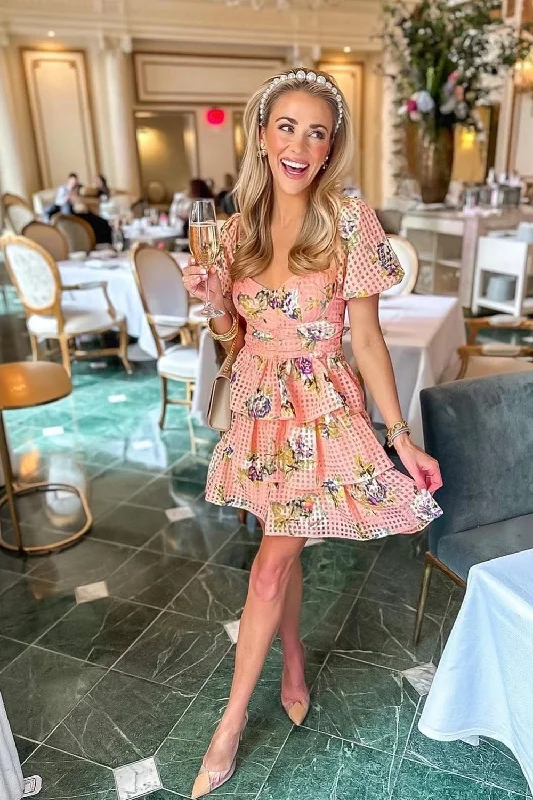 Everyday Apparel Conner Short Lace Dress - Irish Rose