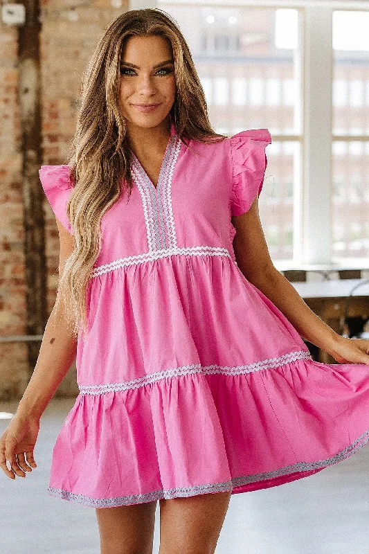 Trendy Items Haze Flutter Sleeve Tiered Dress | DROPSHIP