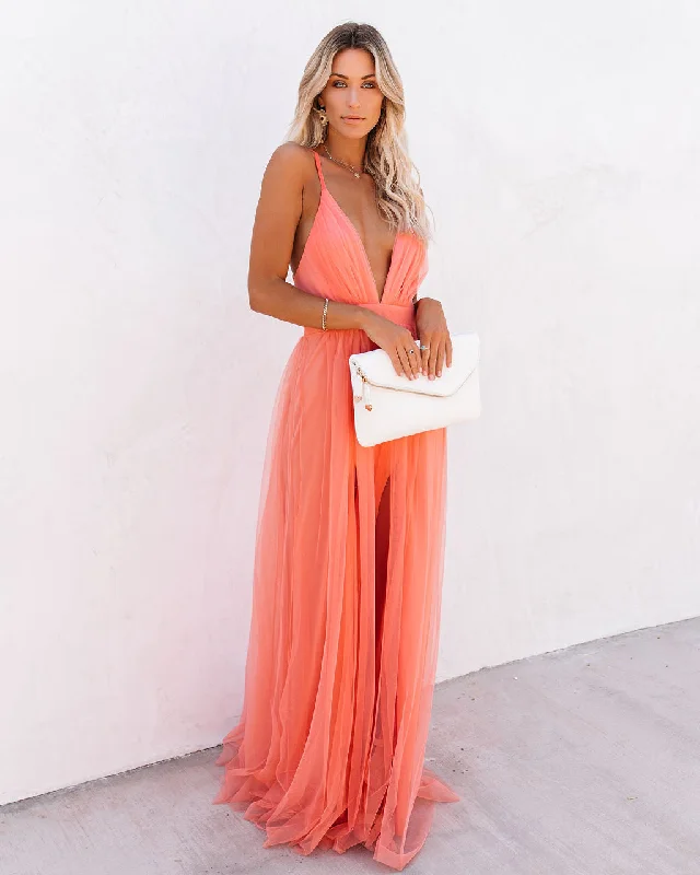 Urban Style KittenAlarm - Petal Dust Maxi Dress - Apricot