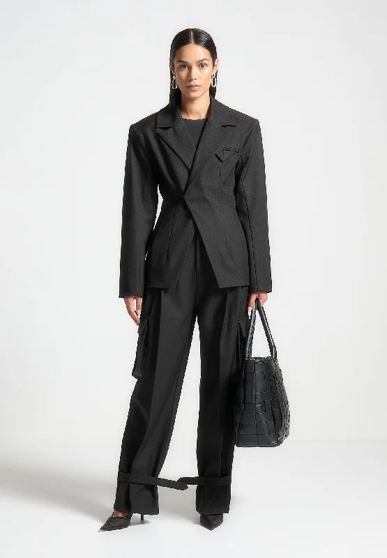 Comfortable Outfits Tailored Contour Double Breasted Blazer - Black