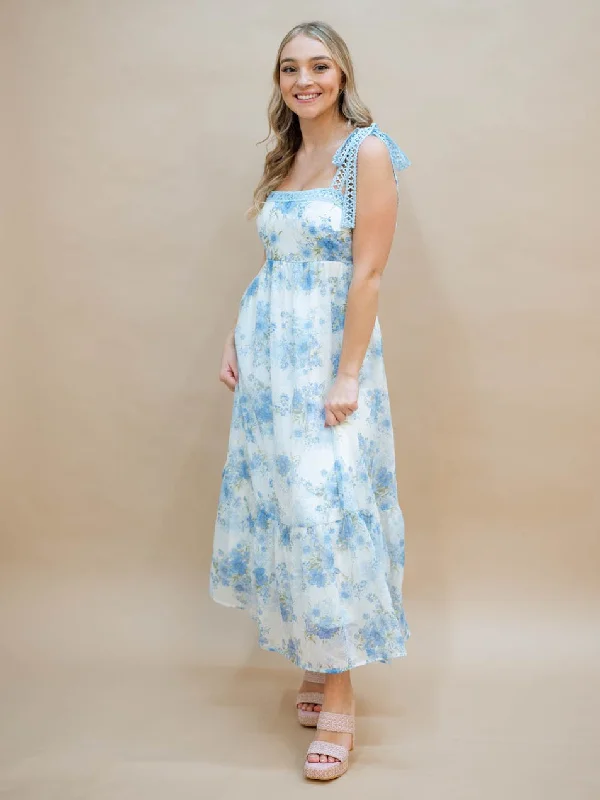 Cozy Pants Cherie Floral Midi Dress - Blue