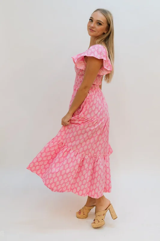 Lace Design Thea Smocked Maxi Dress