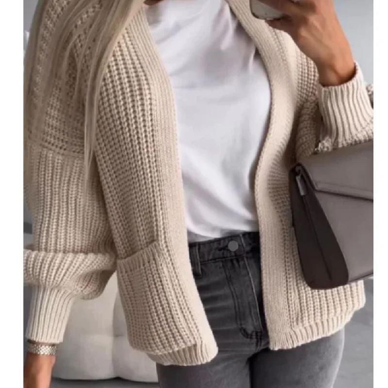 Advanced Design Stella Crop Balloon Sleeve Cardigan