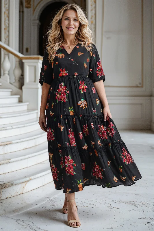 Flexible Styles Sabre V-Neck Dress in Tapestry Blooms