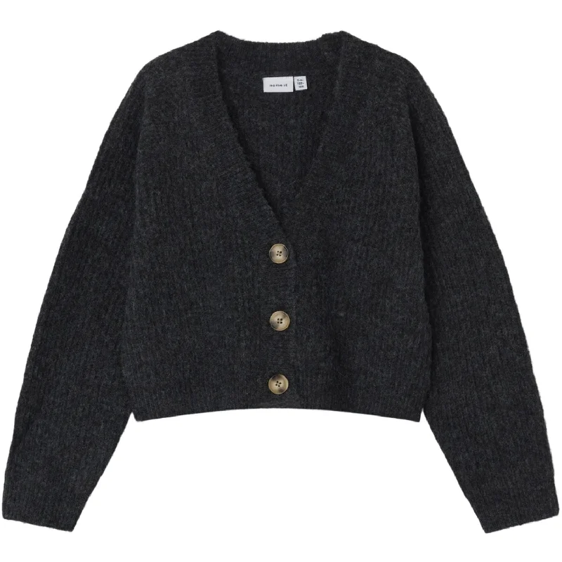 Premium Fit Name It Dark Grey Melange Holly Short Knit Cardigan Noos