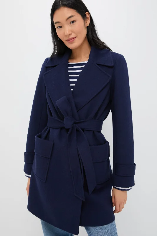 Navy Wool Ives Wrap Coat