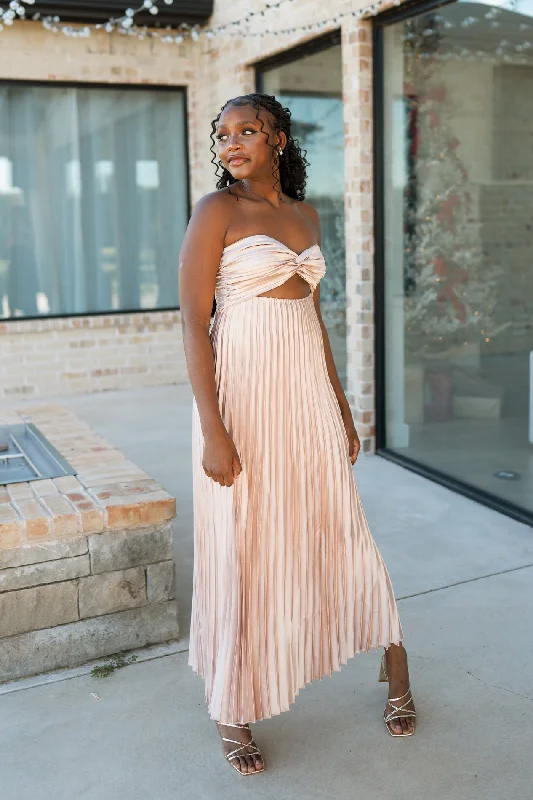 Casual Sneakers Aura Pleated Dress - Champagne
