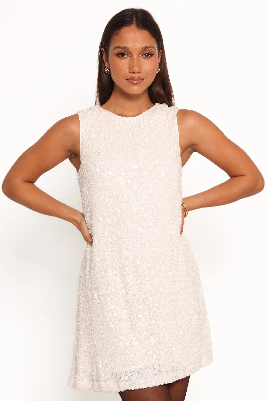 Kezie Sequin Mini Dress - Cream