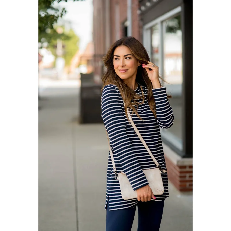 Long Sleeve Striped Tunic Tee