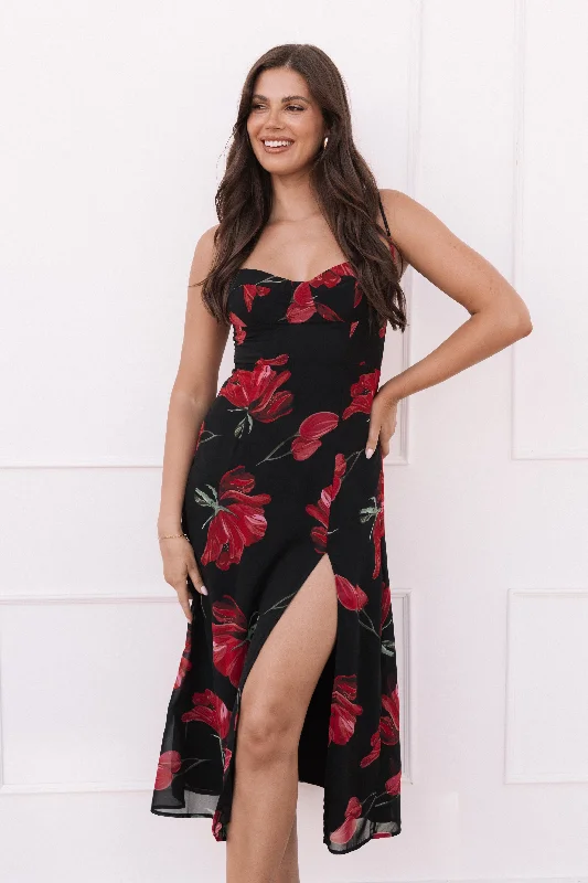 Meg Dress - Black Floral