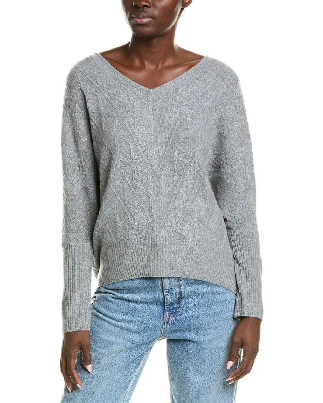 QUINN Cashmere Kendal Cable Knit Cashmere Cape Sweater