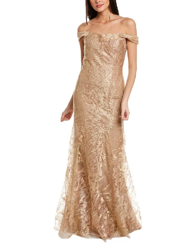 Rene Ruiz Abstract Pattern Glitter Gown