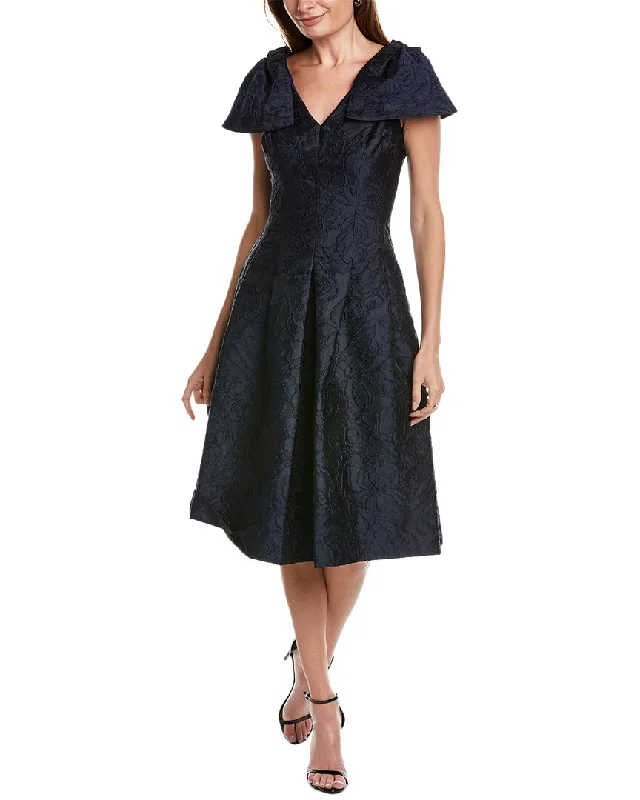 Teri Jon by Rickie Freeman Jacquard Midi Dress