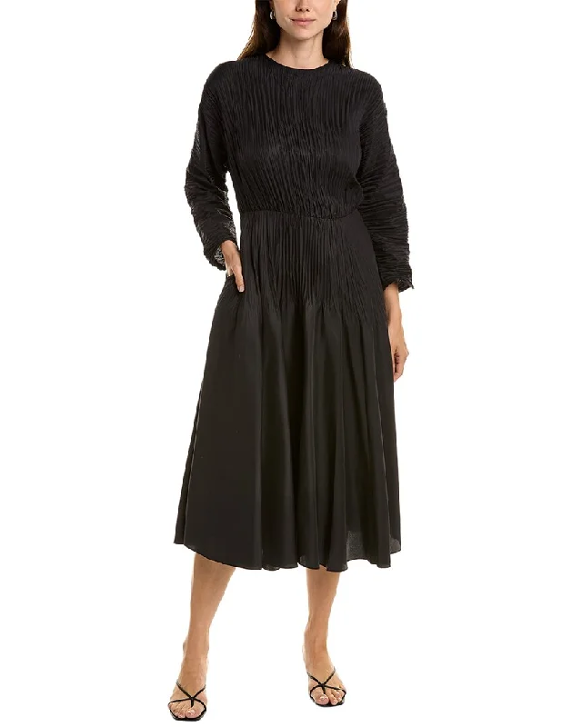 Vince Pleated Boatneck Dress