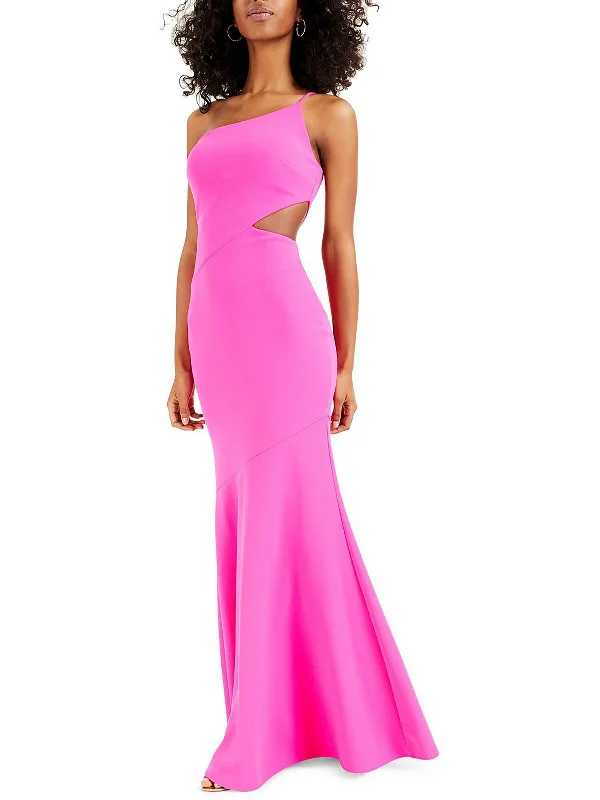 Womens Cut-Out One Shoulder Evening Dress