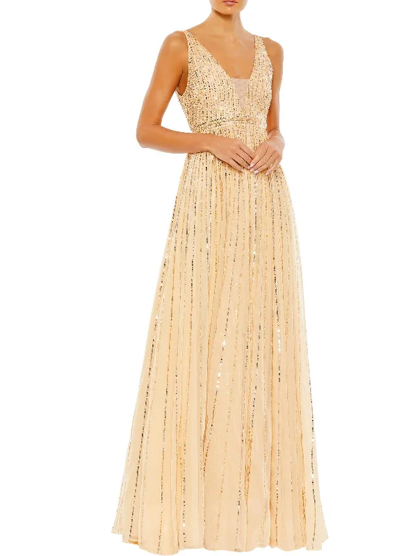 Womens Sequined Long Evening Dress