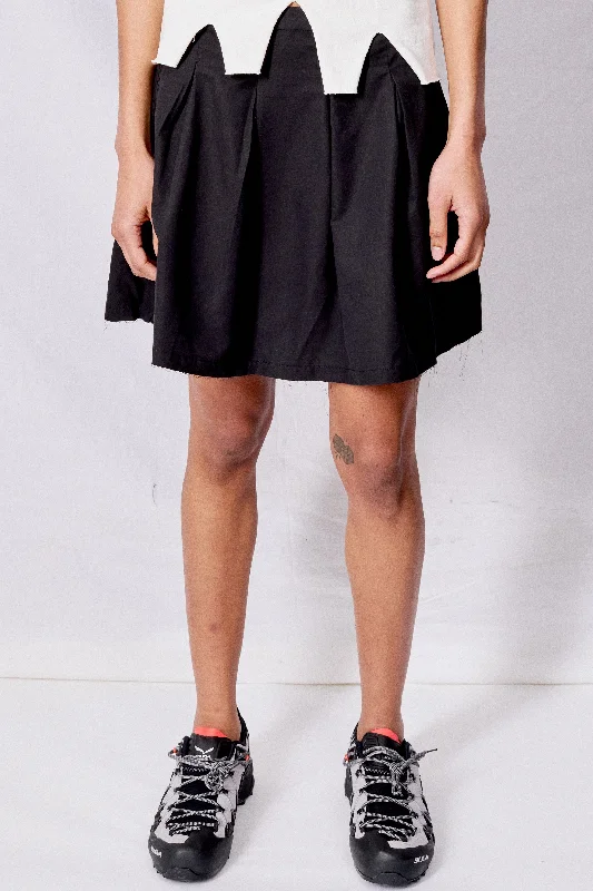 Black Peached Cupro Poplin Object Skirt