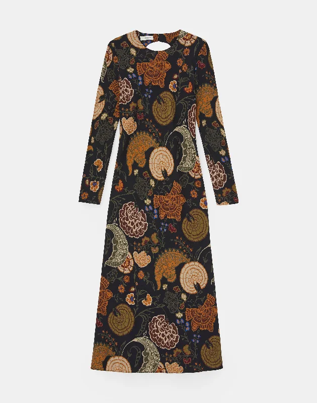 Trendy Comfort Bohemia Bloom Viscose Keyhole Back Midi Dress