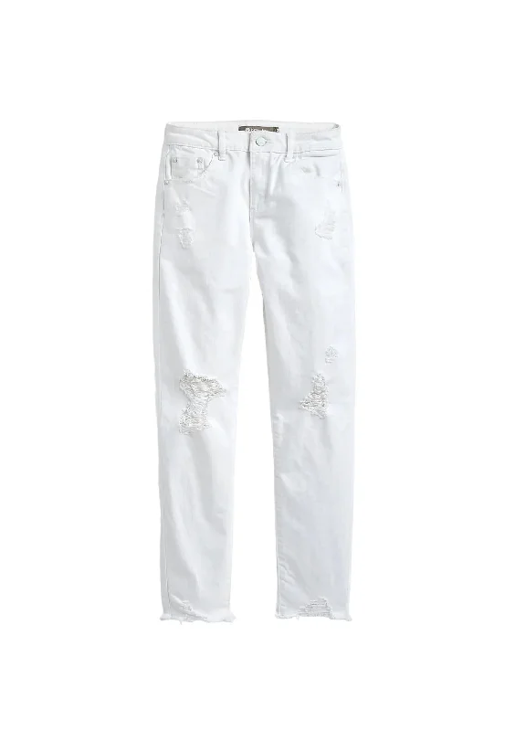 Destroyed Ankle Skinny Boyfriend Jean In White