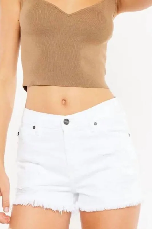 Classic Pieces High Rise Denim Shorts In White