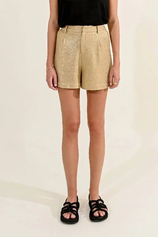 High Waisted Shorts In Gold