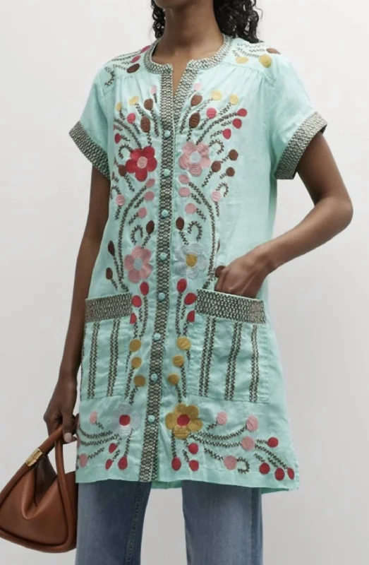 Soft Fashion Joni Relaxed Pocket Weekend Tunic In Sea Blue