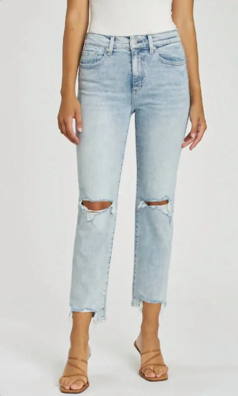 Monroe High Rise Slim Cigarette Jeans In Dune Distressed