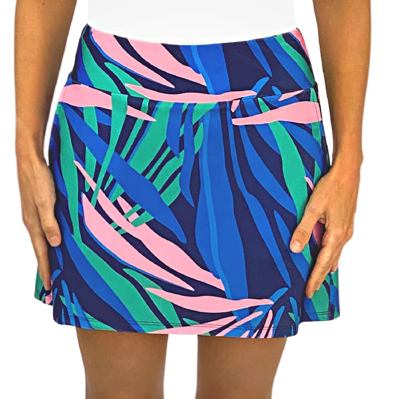 Ojai Skort In Tropical Leaves Navy And Pink