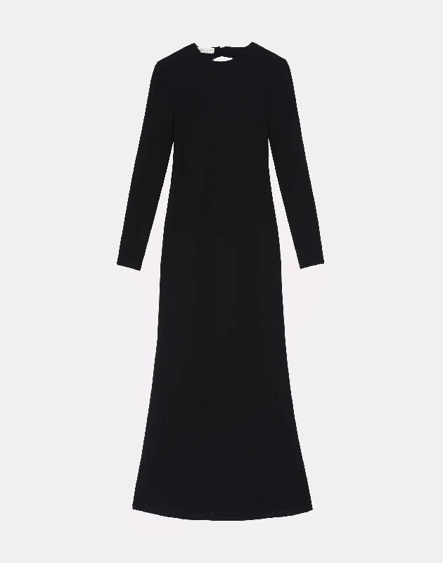 Effortless Style Responsible Wool Nouveau Crepe Keyhole Back Midi Dress