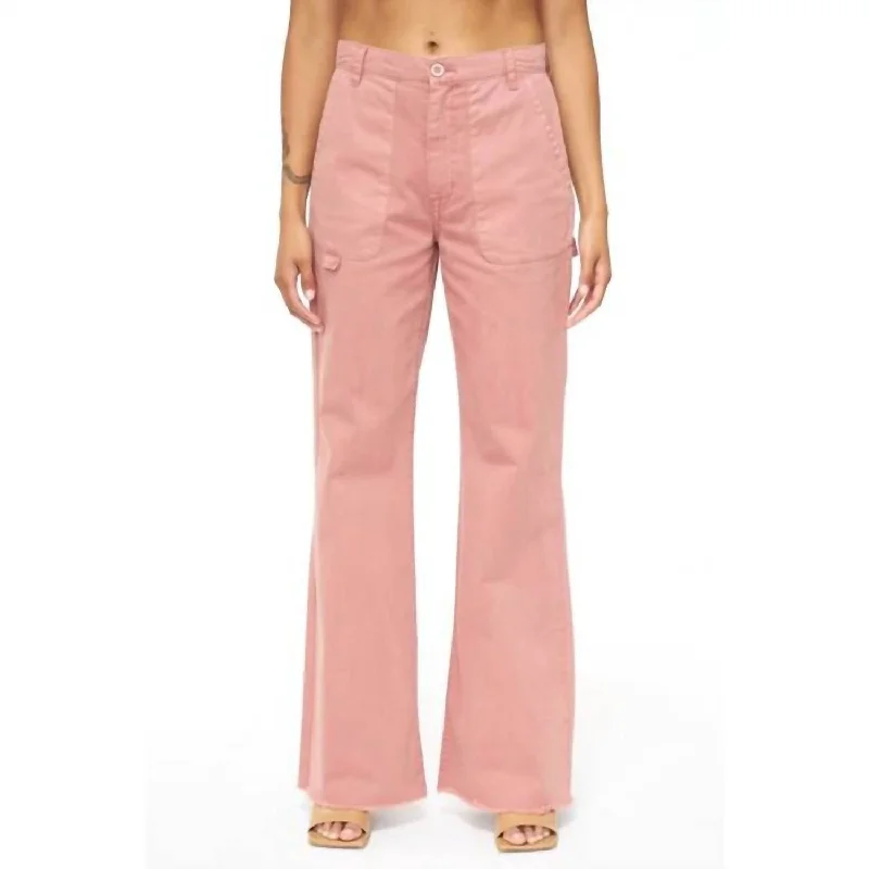 Sasha High-Rise Relaxed Flare Pants In Clay