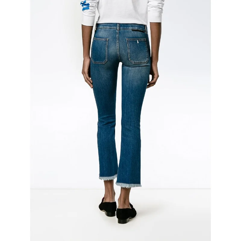 Stella McCartney Kick Flare Frayed Pocket Jeans Dark