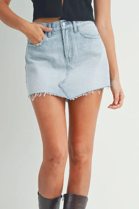 90's Vintage Mini Skirt In Light Wash