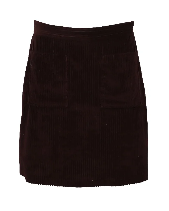 A.P.C. Solene Corduroy Skirt in Burgundy Cotton