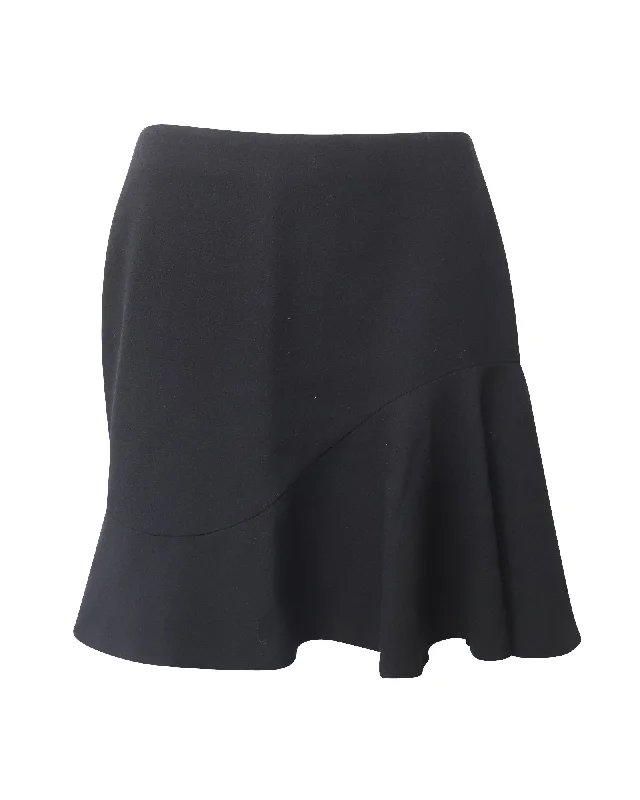 Alexander McQueen Ruffled Mini Skirt in Black Wool