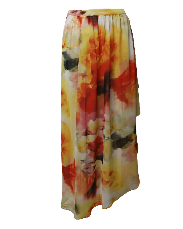 Alice + Olivia Leah Maxi Ruffle Skirt in Multicolor Polyester