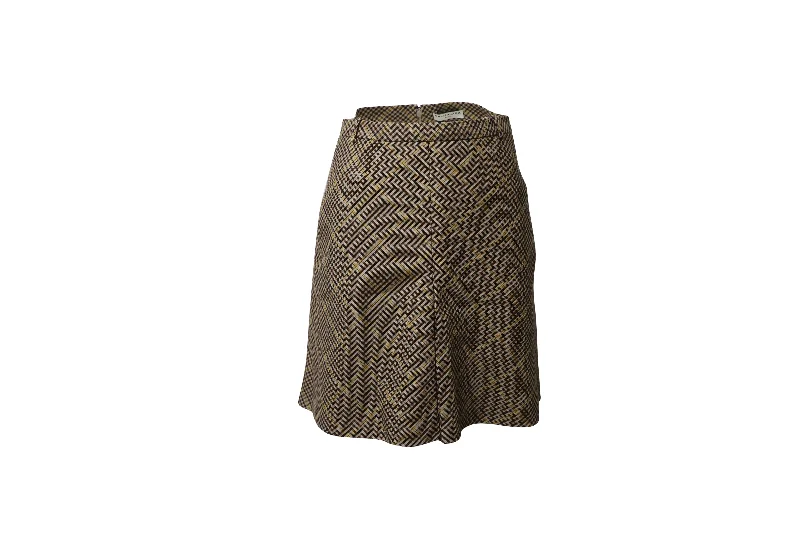 Balenciaga Houndstooth Skirt in Brown Wool