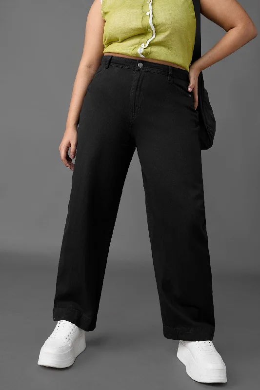 Curve Pitch Black Straight Legged Jeans