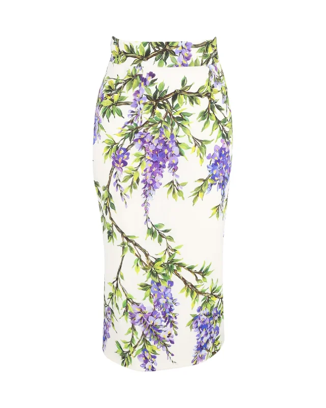 Dolce & Gabbana Midi Pencil Skirt in Floral Print Cotton