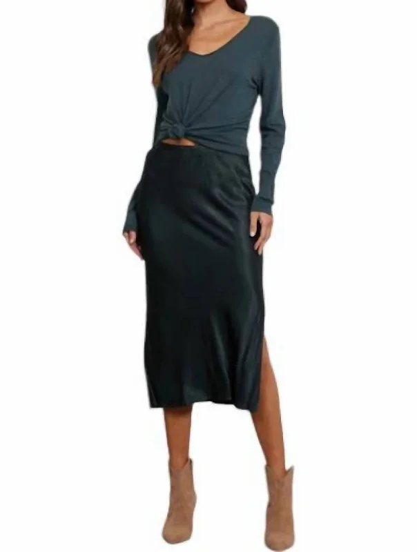 Dorit Silky Slip Skirt In Pine