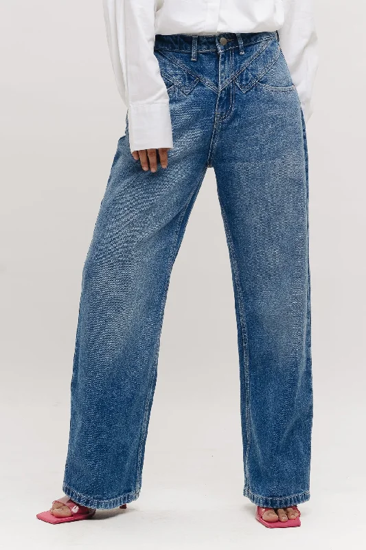 Double Front Yoke Straight Fit Jeans