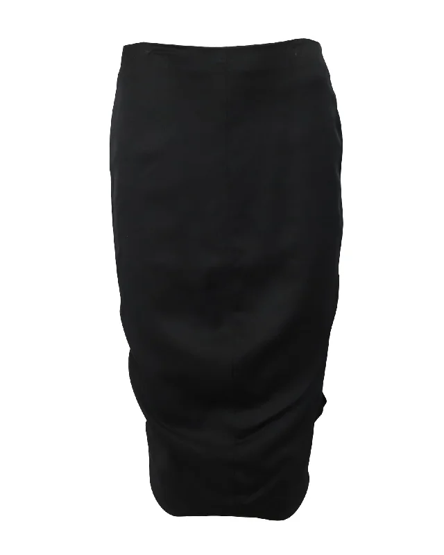 Emporio Armani Draped Pencil Skirt in Black Viscose