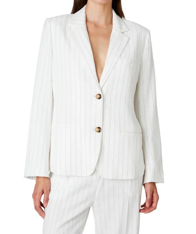 Felix Blazer In White And Black Pinstripe