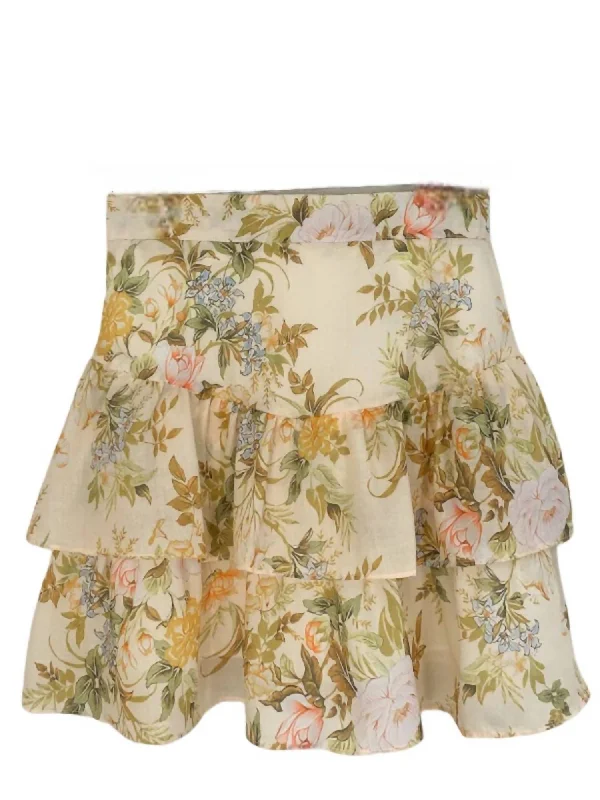 Floral Garden Ruffled Skirt In Yellow